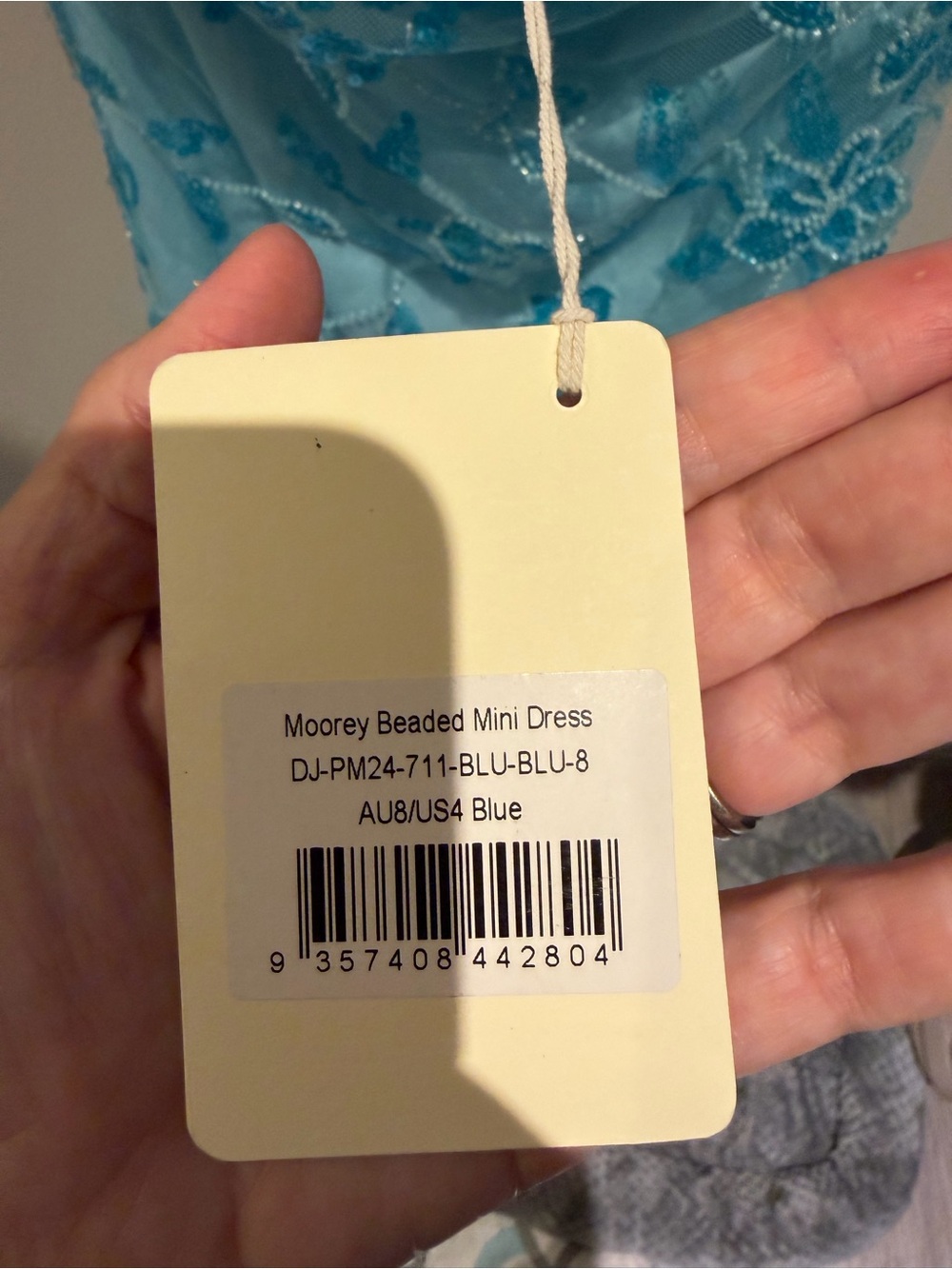 Moorey Beaded Mini Dress Strapless Blue NWT - Picture 5 of 6